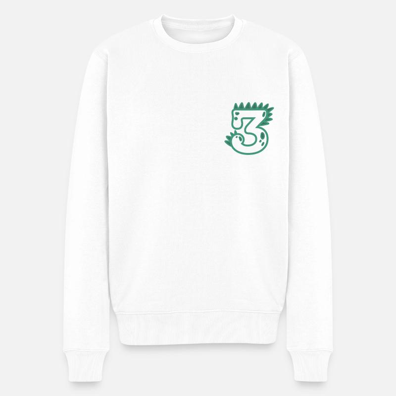 Zahl 3 - Männer Premium Bio Pullover - Weiß