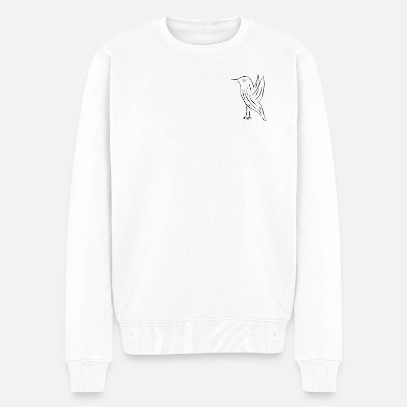 Vogel im japanischen Kalligraphie-Stil - Männer Premium Bio Pullover - Weiß