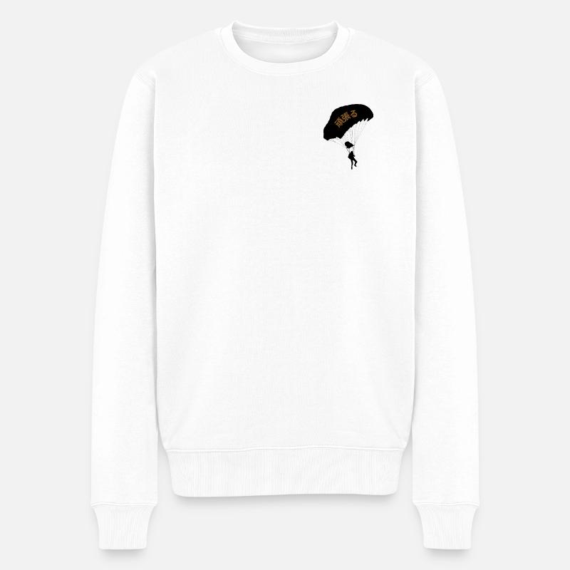 Japanisches Motivations-Gleitschirmfliegen - Männer Premium Bio Pullover - Weiß