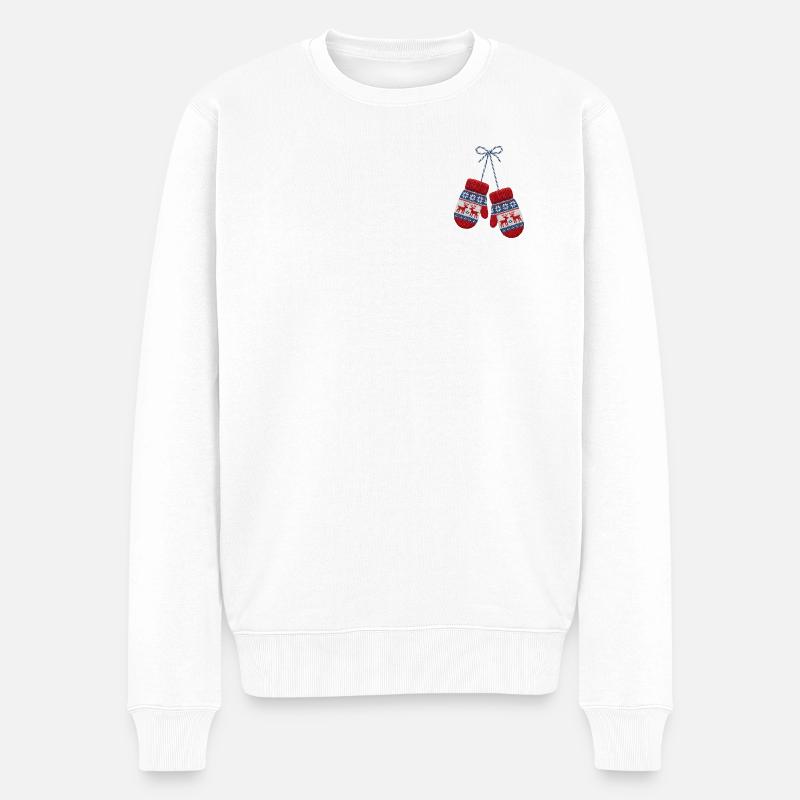 Moufles de Noël brodée (imprimé) - Pull Premium bio Homme - blanc