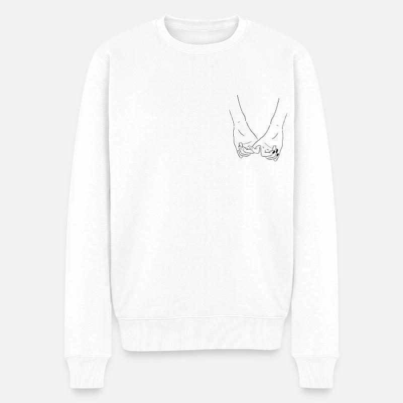 Hand Hände Liebe Paar - Männer Premium Bio Pullover - Weiß