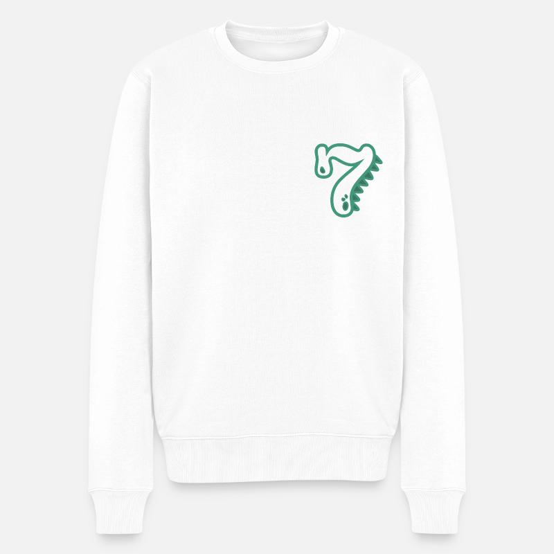Zahl 7 - Männer Premium Bio Pullover - Weiß