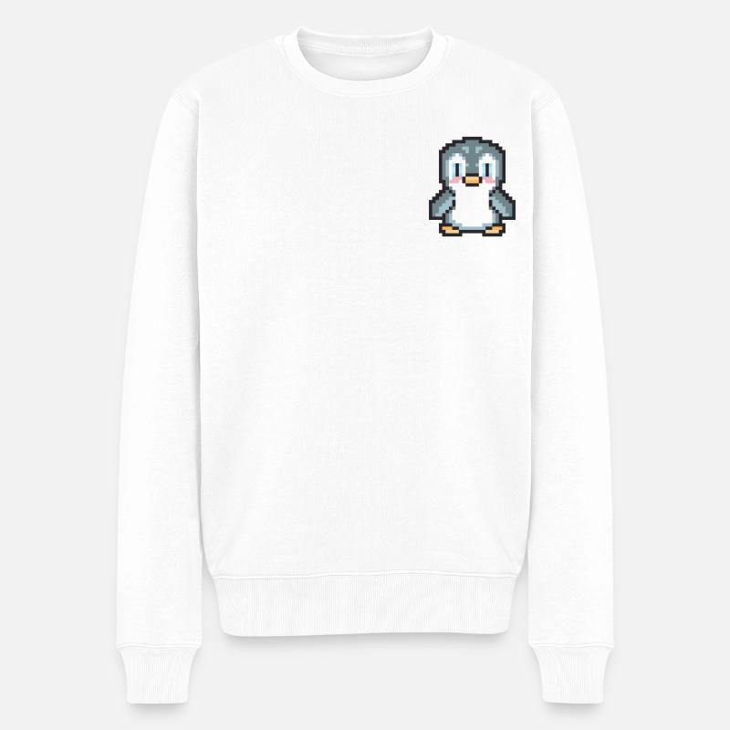 Pinguin-Pixelkunst - Männer Premium Bio Pullover - Weiß