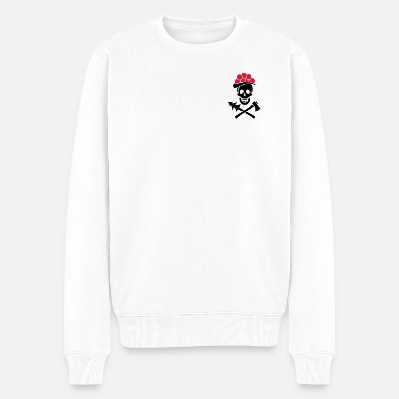 Schwarzwald Totenkopf Bollenhut Axt - Pure Heimat - Männer Premium Bio Pullover - Weiß