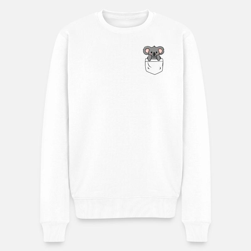 Koala Pocket - Männer Premium Bio Pullover - Weiß