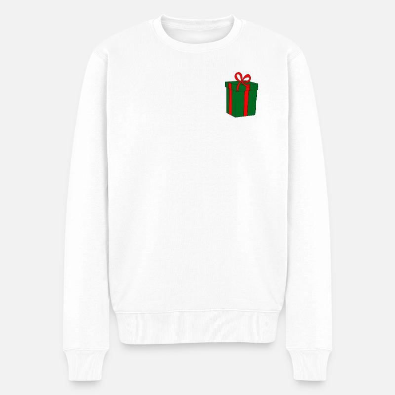 Cadeau vert avec ruban rouge - Pull Premium bio Homme - blanc