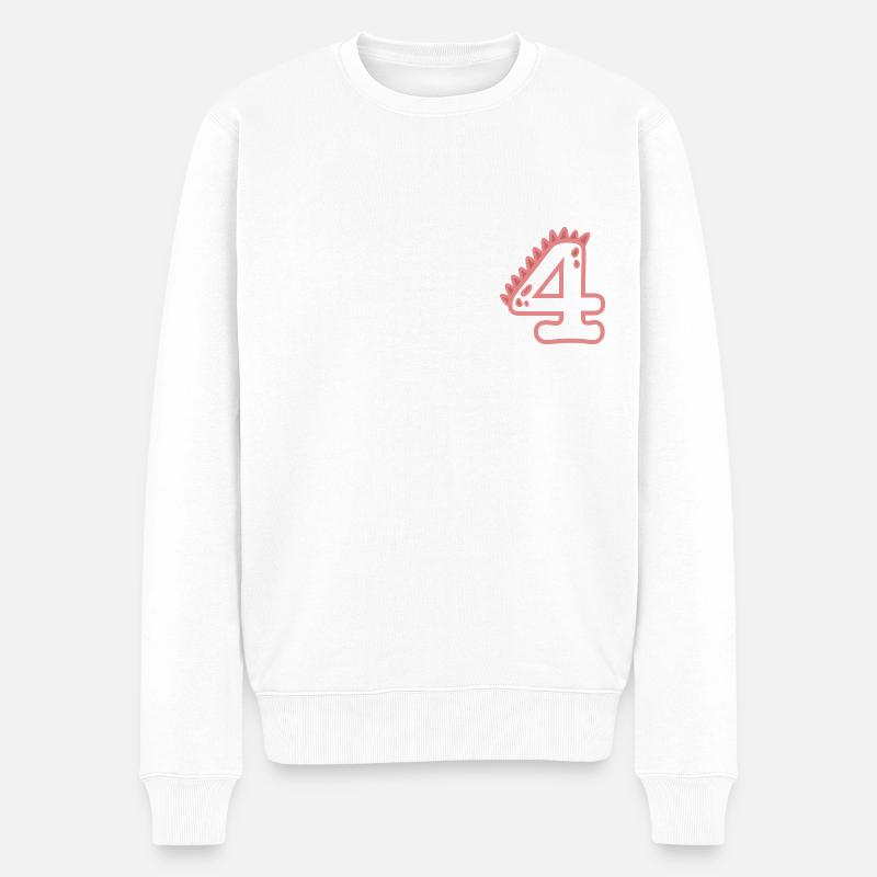 Zahl 4 - Männer Premium Bio Pullover - Weiß