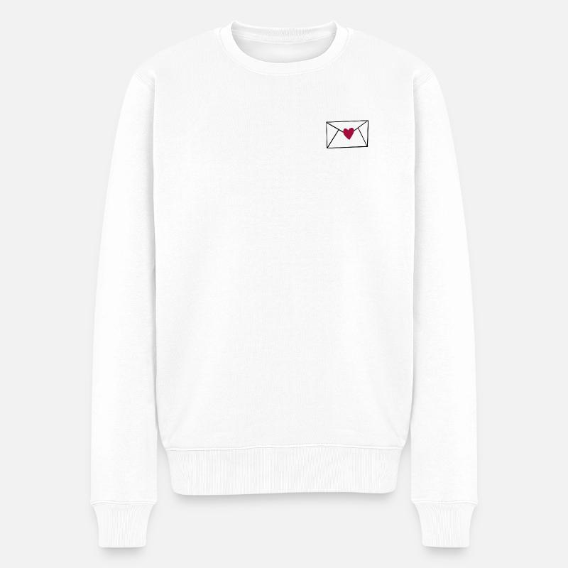 Rødt hjerte på sort - Økologisk premium-sweatshirt til mænd - hvid