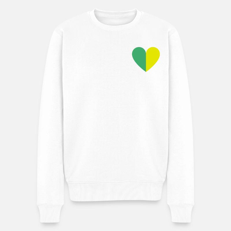 Zweifarbiges Herz grün-gelb - Männer Premium Bio Pullover - Weiß