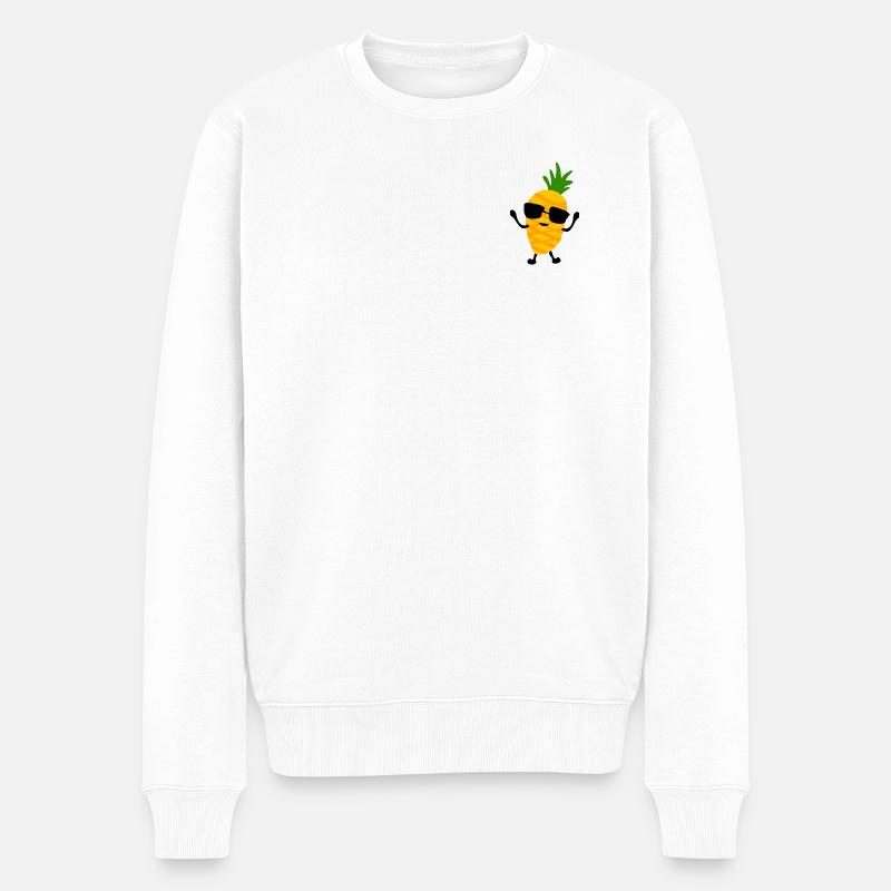 Pineapple with glasses - Männer Premium Bio Pullover - Weiß
