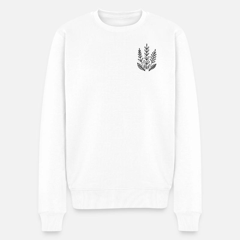 Minimalistisches Design - Pflanzen - Männer Premium Bio Pullover - Weiß