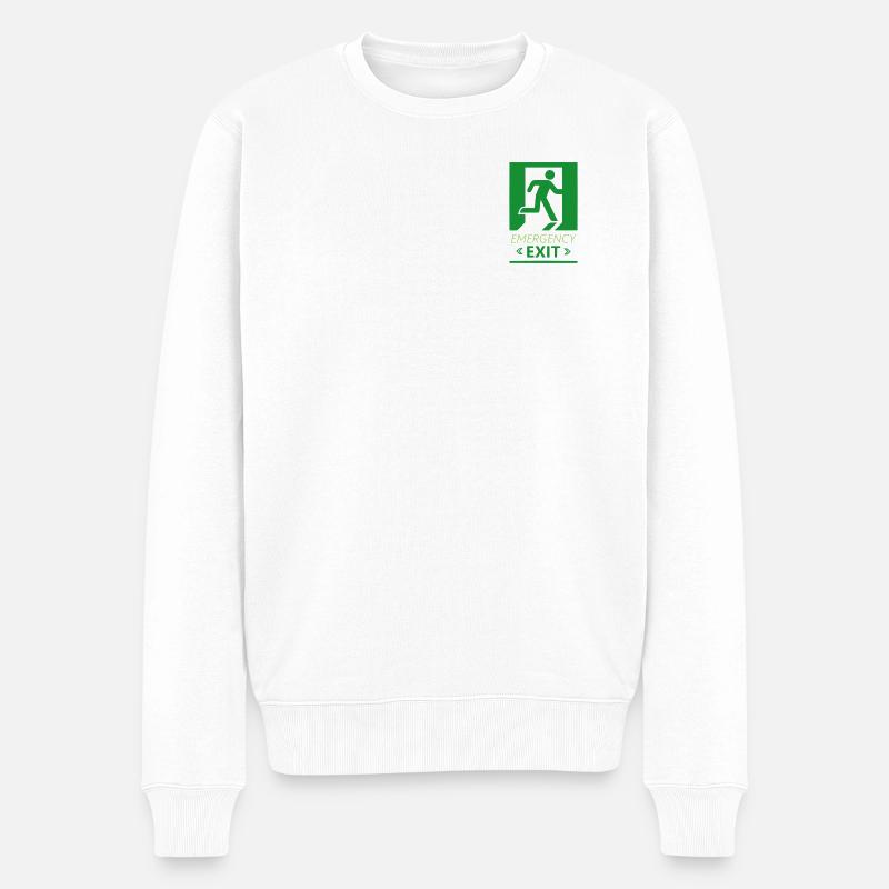 Emergency Exit Basic Green - Men's Premium Organic Jumper - white