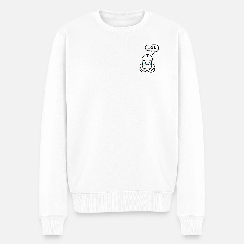 lustiges Junior-LOL-Emoticon - Männer Premium Bio Pullover - Weiß