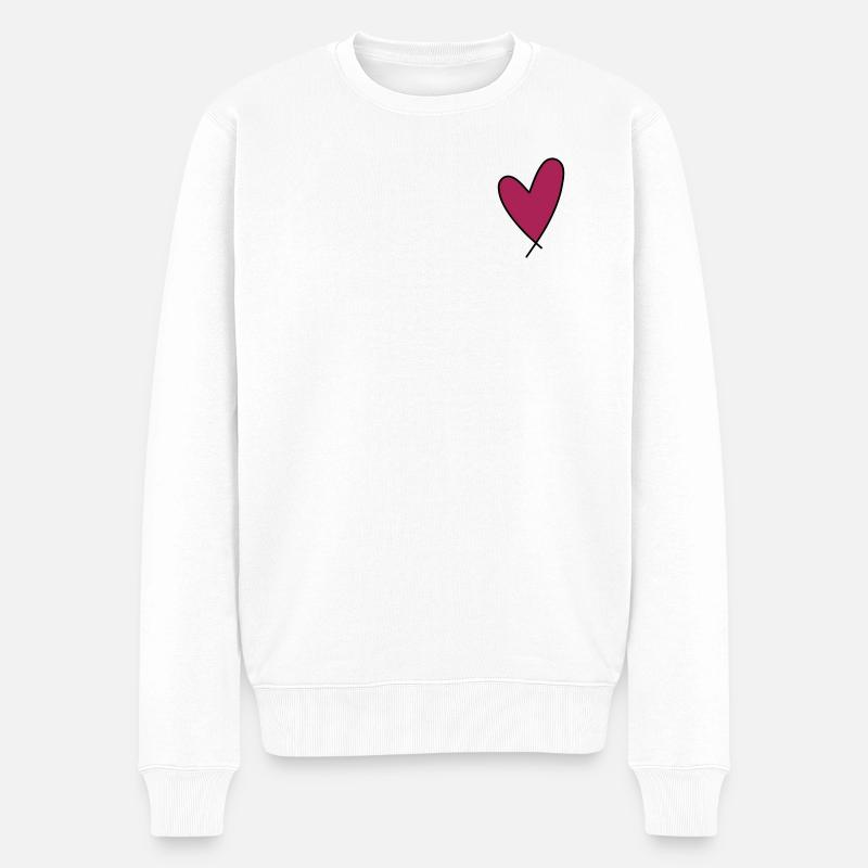 Herz - Männer Premium Bio Pullover - Weiß