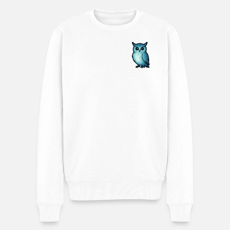 Seelentier und Wächterwesen: Eule - Männer Premium Bio Pullover - Weiß