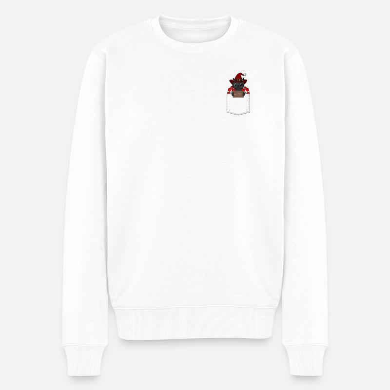 Katze Weihnachten  - Männer Premium Bio Pullover - Weiß
