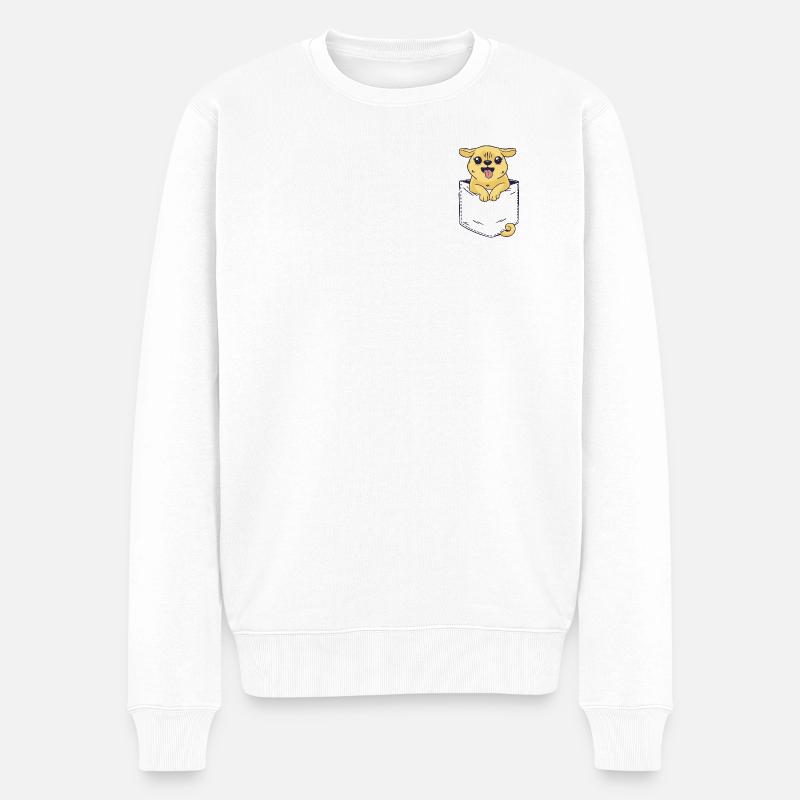 Taschen-Süßer Hund - Männer Premium Bio Pullover - Weiß