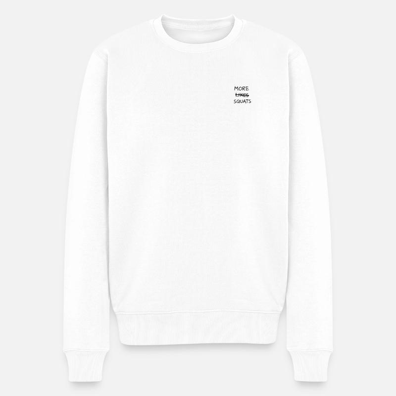 MEHR LIKES KNIEBEUGEN - Männer Premium Bio Pullover - Weiß
