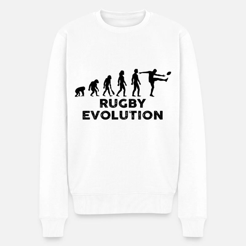Rugby evolution. Cadeau homme sport rugby - Pull Premium bio Homme - blanc
