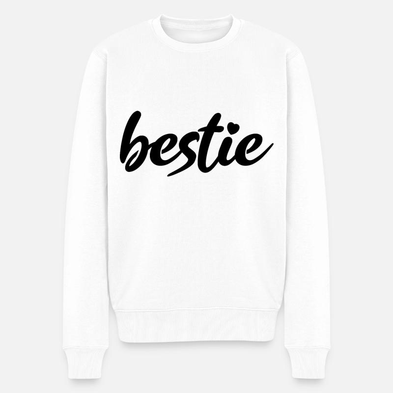 bestie Beste Bester Best Herzchen - Männer Premium Bio Pullover - Weiß