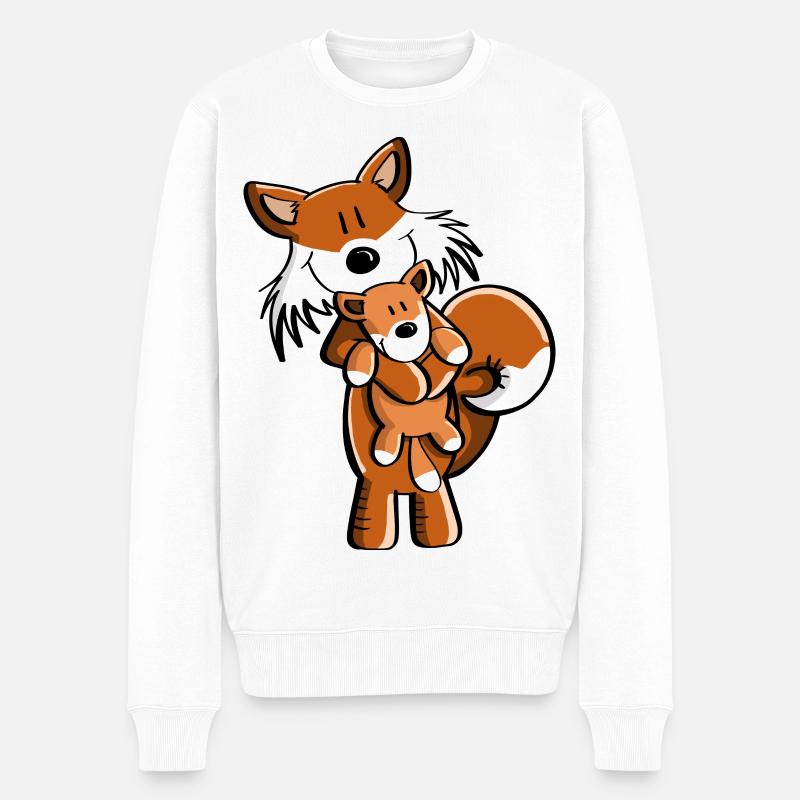 Fuchs mit Babyfuchs - Comic- Geschenk - Kinder - Männer Premium Bio Pullover - Weiß