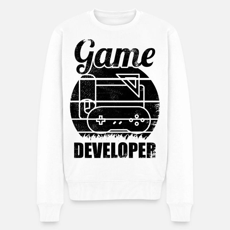 Lustiger Spieleentwickler - Männer Premium Bio Pullover - Weiß