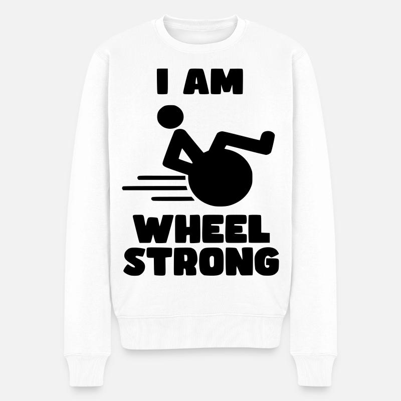 Ich bin radstark. Für starke Rollstuhlfahrer* - Männer Premium Bio Pullover - Weiß