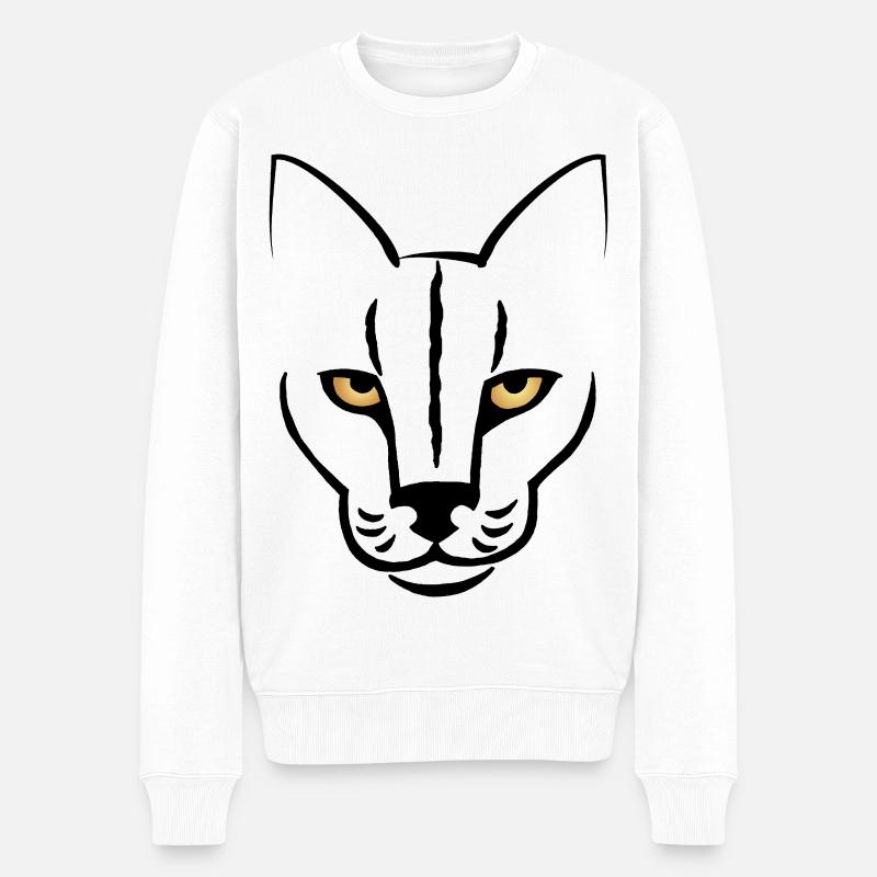 Der Blick der Katze - Männer Premium Bio Pullover - Weiß