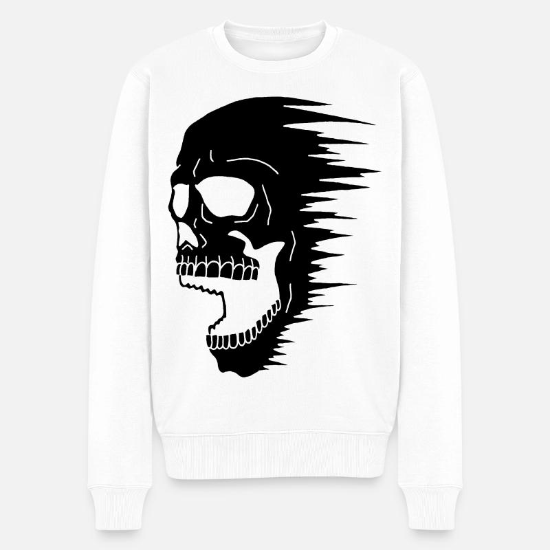 Black Skull und Geschwindigkeit - Männer Premium Bio Pullover - Weiß