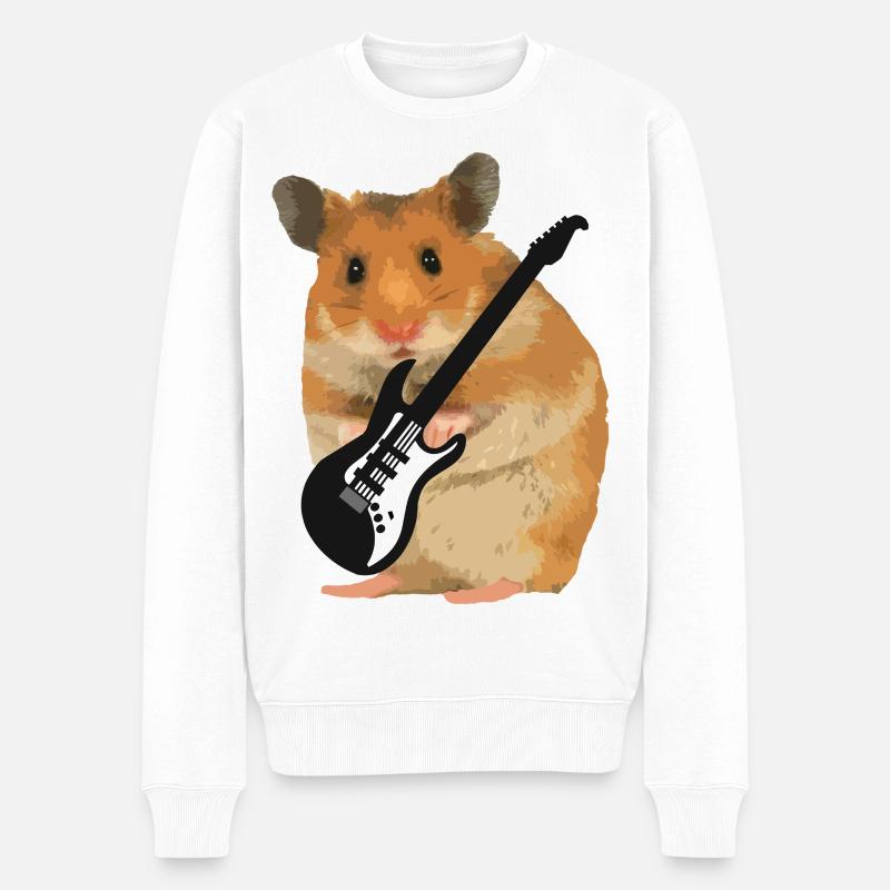 hamster gitarre rock musik - Männer Premium Bio Pullover - Weiß