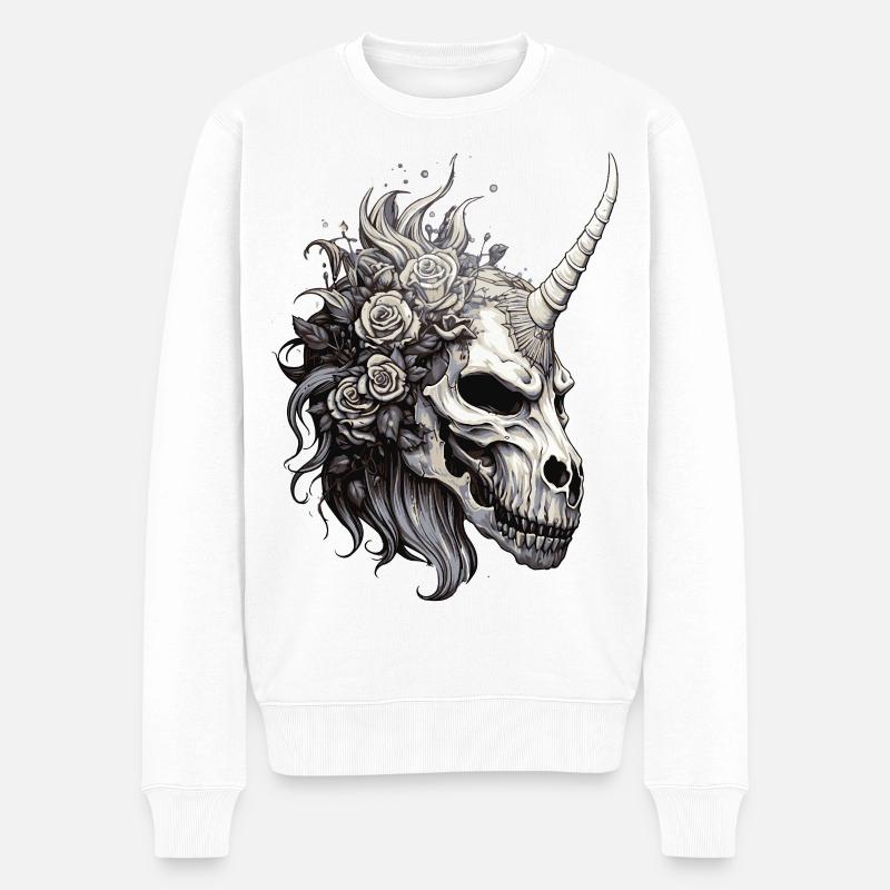 Einhornschädel - Männer Premium Bio Pullover - Weiß