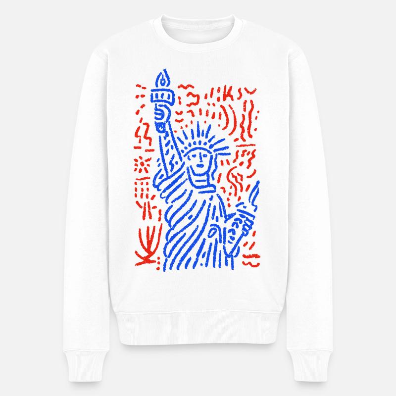 Lady Liberty - Männer Premium Bio Pullover - Weiß