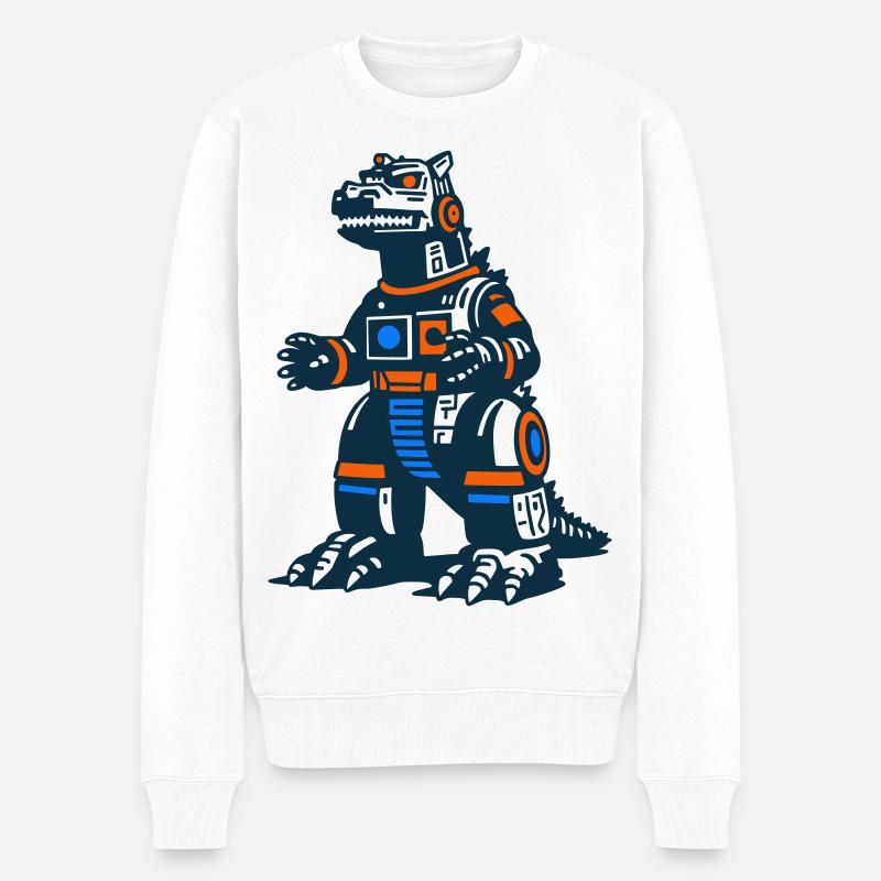 Futuristischer Dinosaurier Mecha - Männer Premium Bio Pullover - Weiß