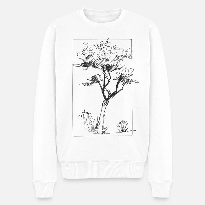 Tree sketch - Männer Premium Bio Pullover - Weiß