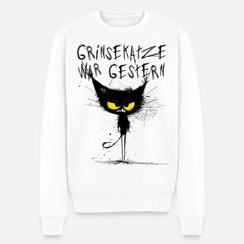 Grim Cat - Cheshire Cat, c’était hier - Pull Premium bio Homme - blanc