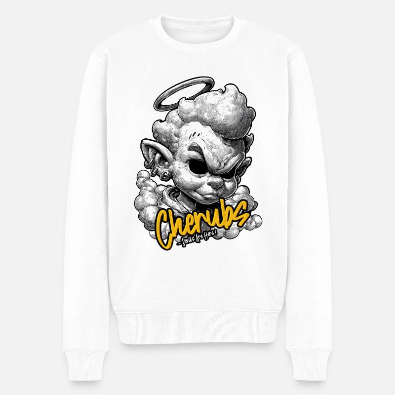 Cherubs Halo Ink Rebellious - Männer Premium Bio Pullover - Weiß