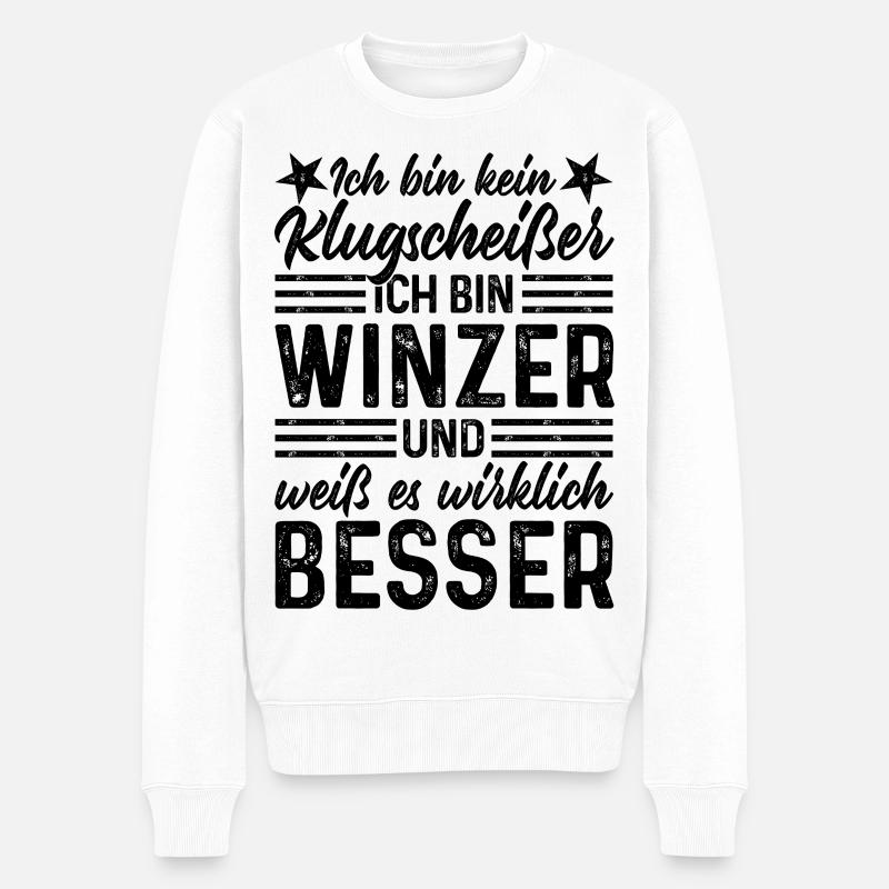 Winzer - Ich bin kein Klugscheißer - Männer Premium Bio Pullover - Weiß