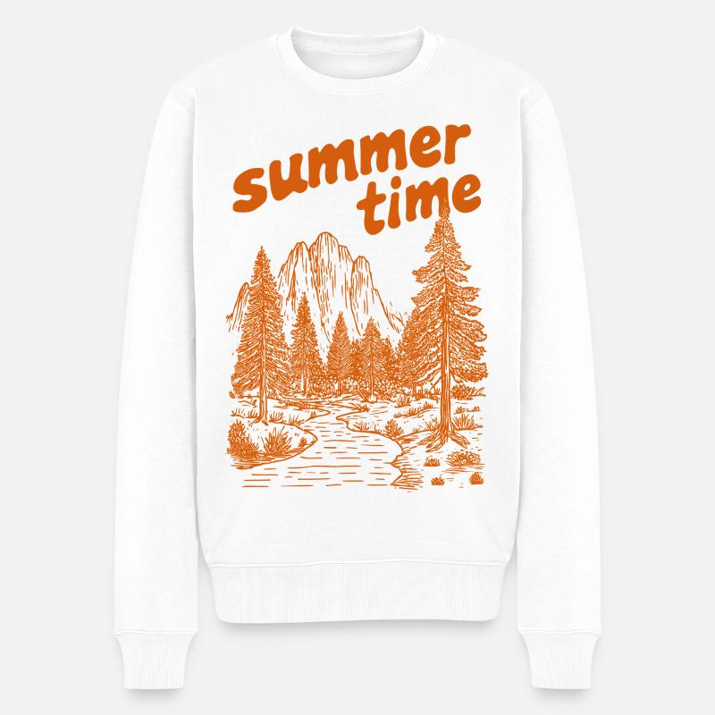 Sommerzeit Natursilhouette - Männer Premium Bio Pullover - Weiß