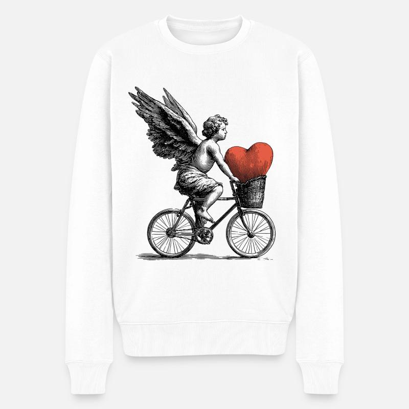 Ange du cœur à vélo - Pull Premium bio Homme - blanc