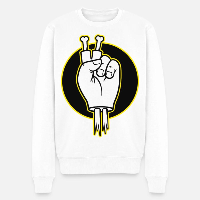 Signe de victoire des Doigts d’Os - Pull Premium bio Homme - blanc
