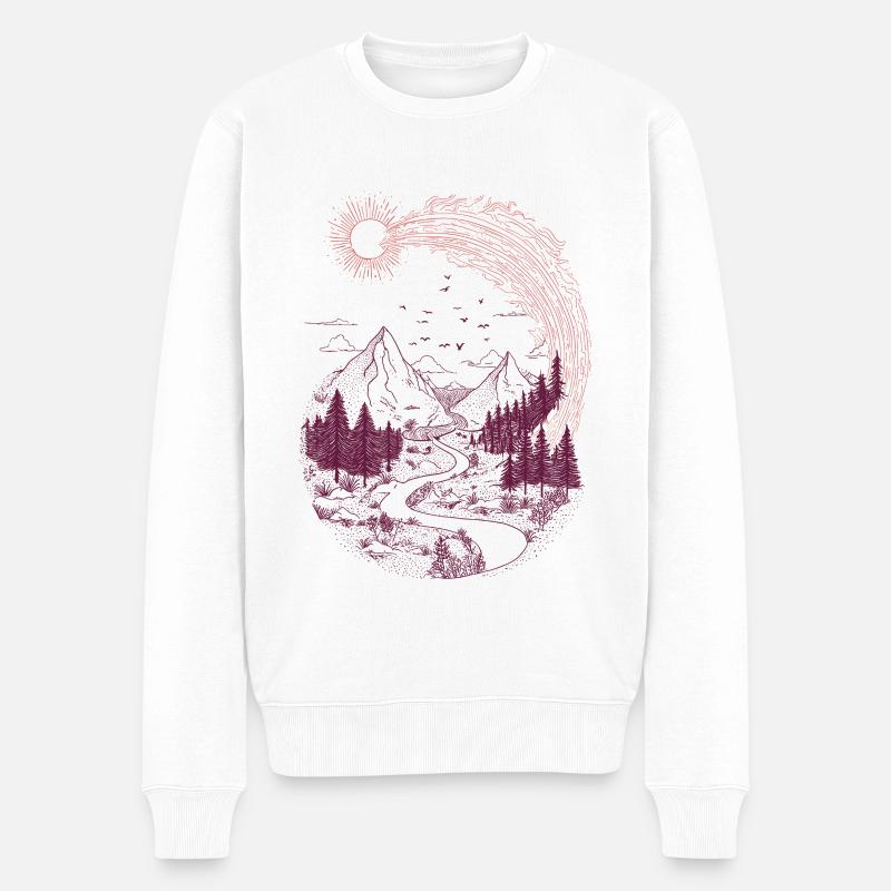 Bergpfad Sonnenring - Männer Premium Bio Pullover - Weiß