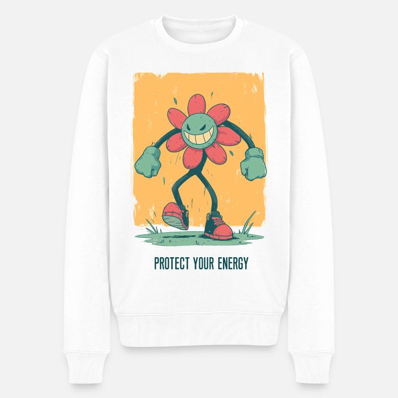 Motif fleur de protection énergétique - Pull Premium bio Homme - blanc