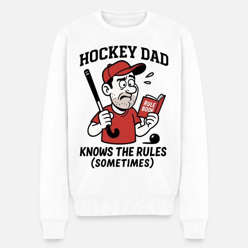 Hockey Dad - Knows the rules (sometimes) - Männer Premium Bio Pullover - Weiß