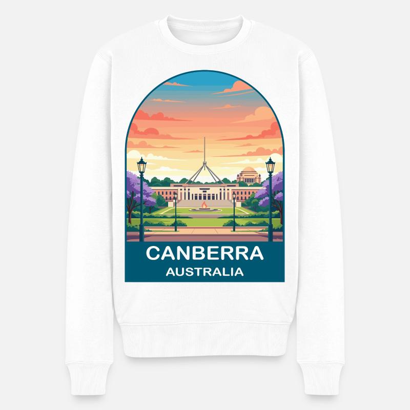 Canberra, Australie, Parlement Art de voyage - Pull Premium bio Homme - blanc