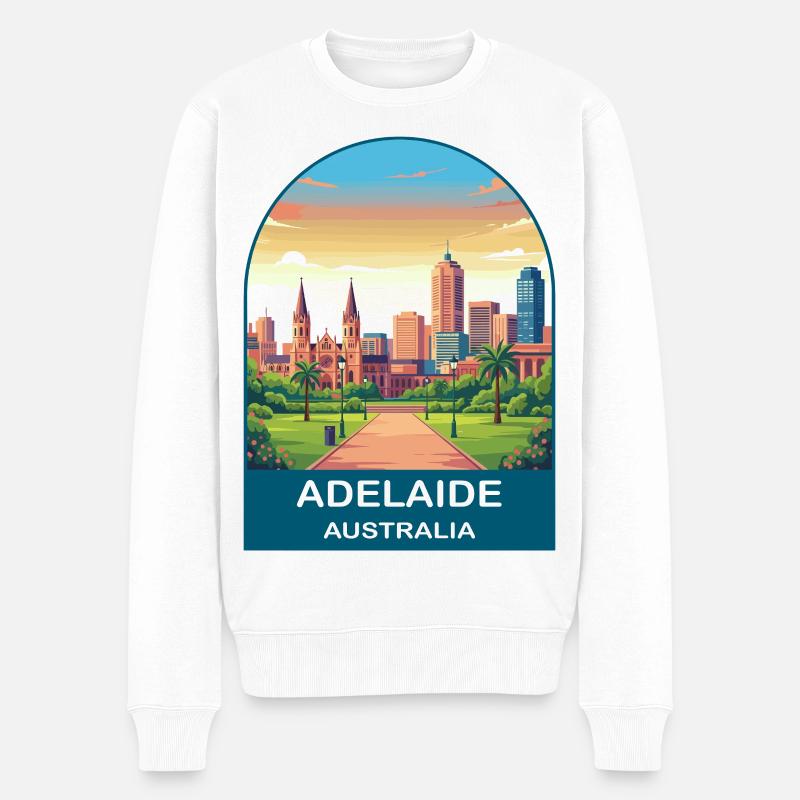 Adelaide Australien Stadt-Skyline-Reiseplakat - Männer Premium Bio Pullover - Weiß