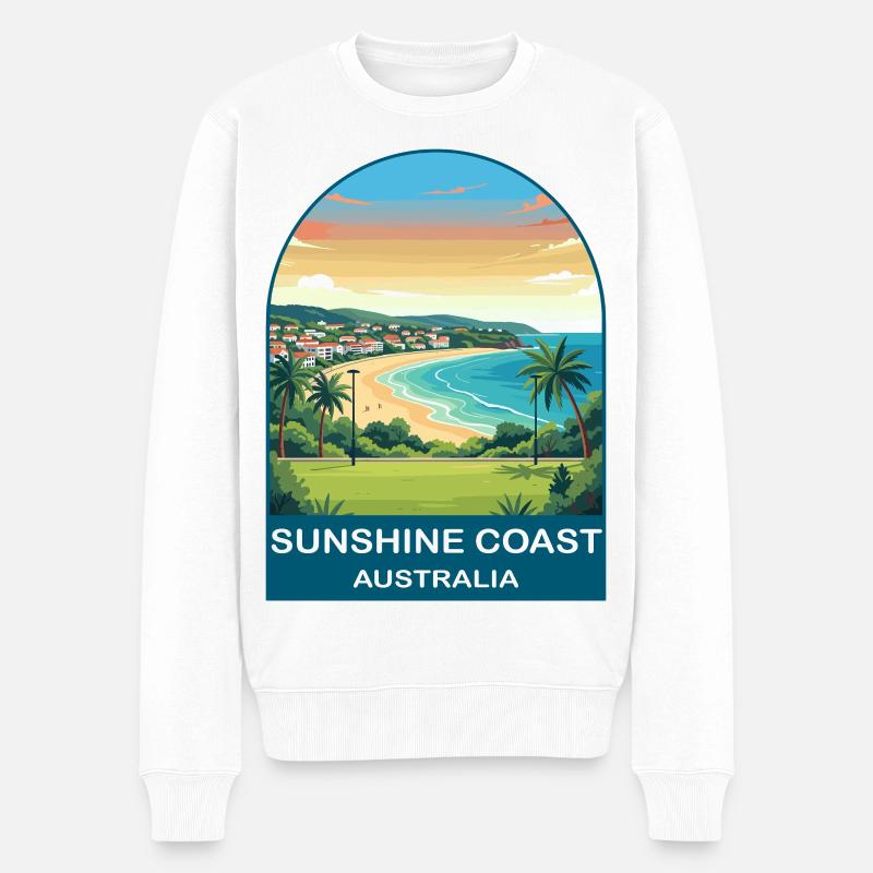 Sunshine Coast Australien Strandreiseplakat - Männer Premium Bio Pullover - Weiß