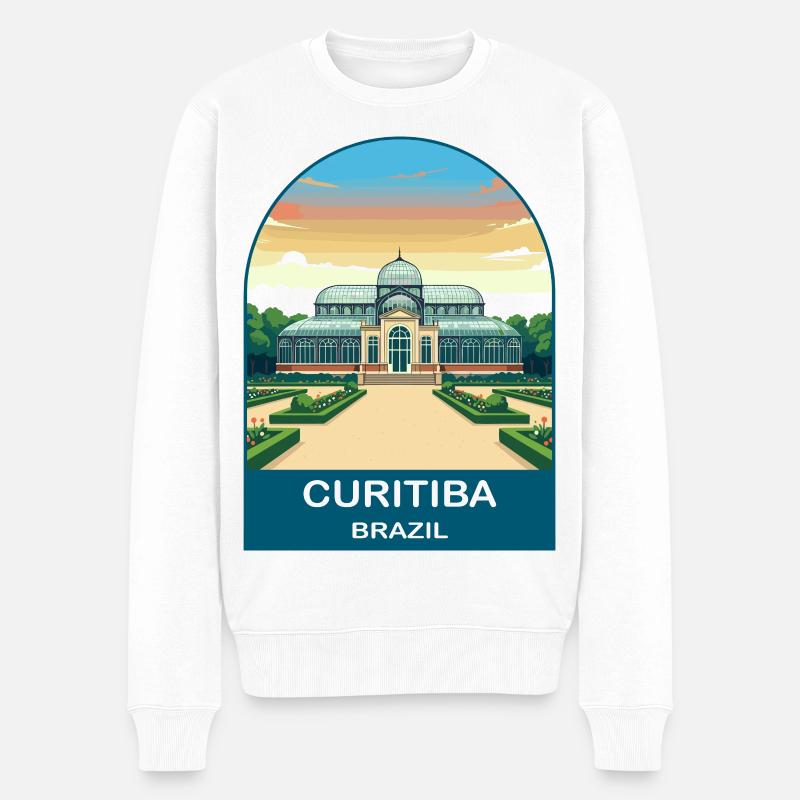 Curitiba Brasilien Botanischer Garten Reiseplakat - Männer Premium Bio Pullover - Weiß