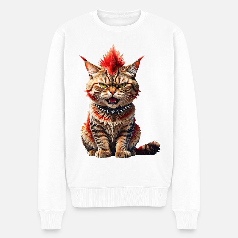 Punk Cat - Pull Premium bio Homme - blanc
