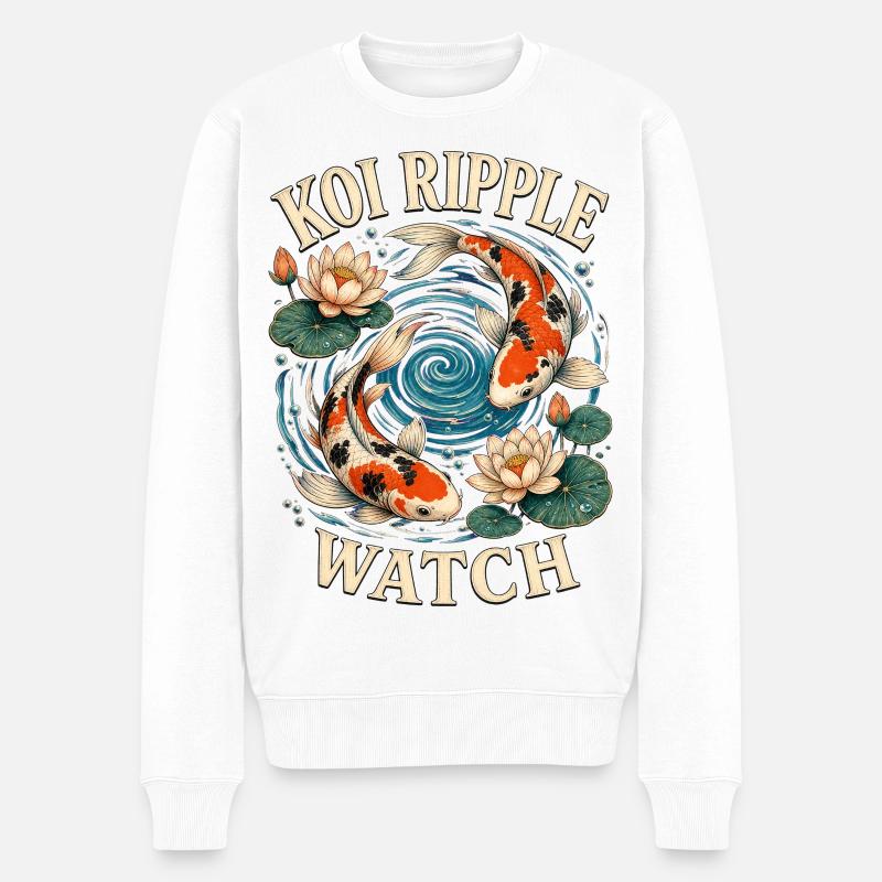 MONTRE ONDULATION KOI - Pull Premium bio Homme - blanc