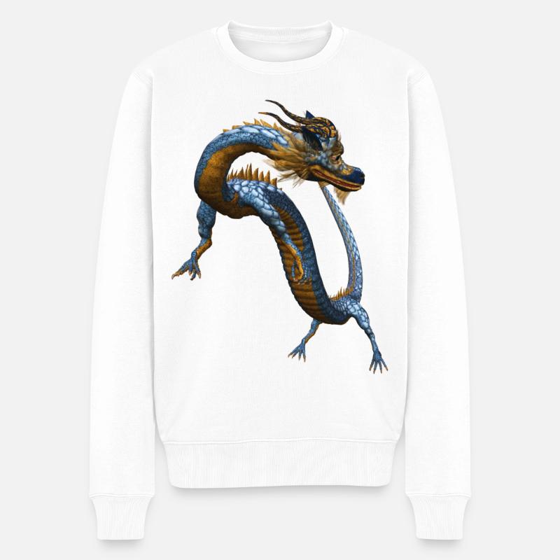 Chinese dragon - Männer Premium Bio Pullover - Weiß